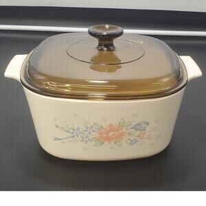 Vintage Corning Ware Casserole Dish Symphony A-3-B, 3L Amber Lid